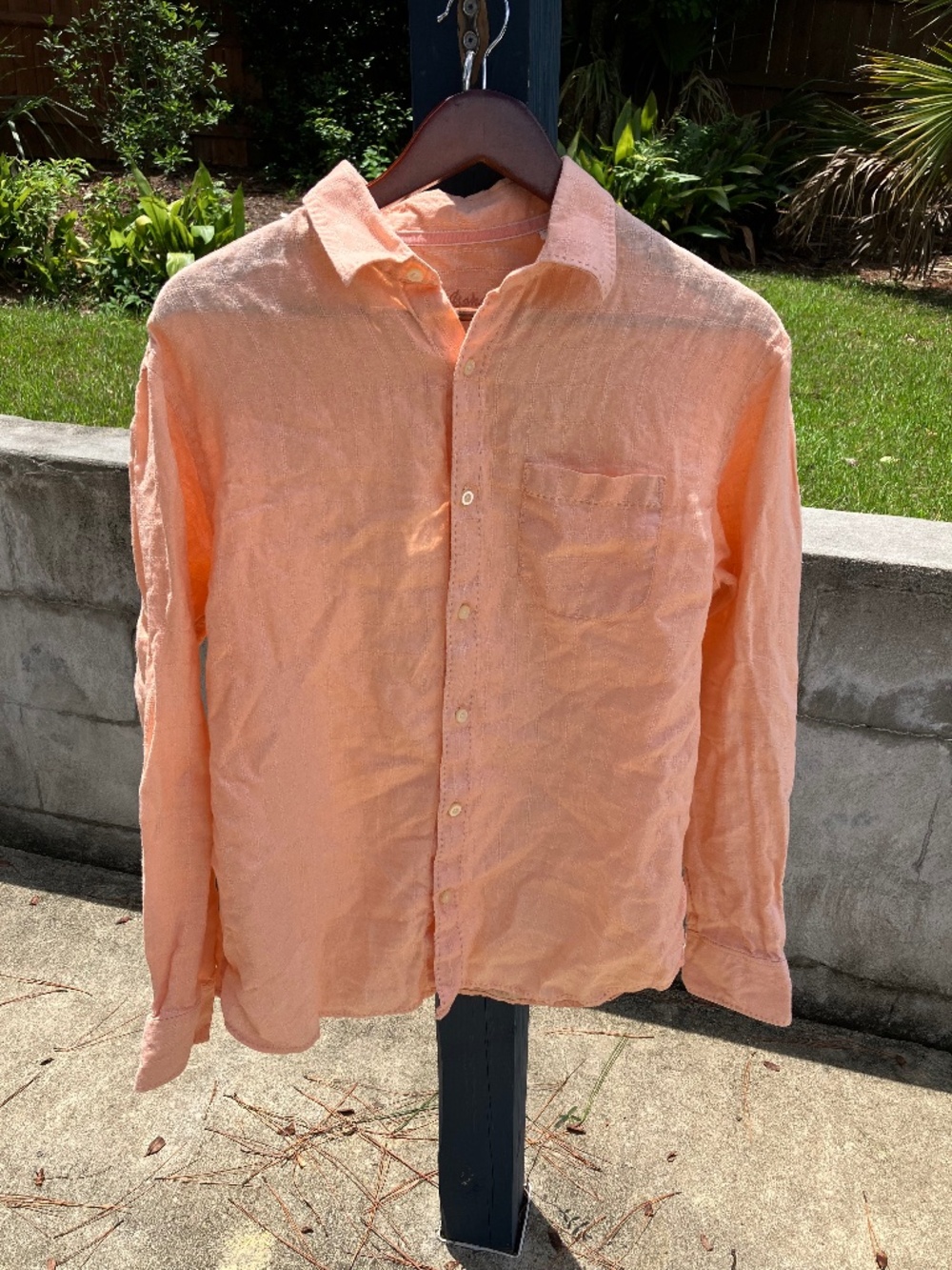 Tommy Bahama Peach/Light Orange Linen Button-Down Shirt